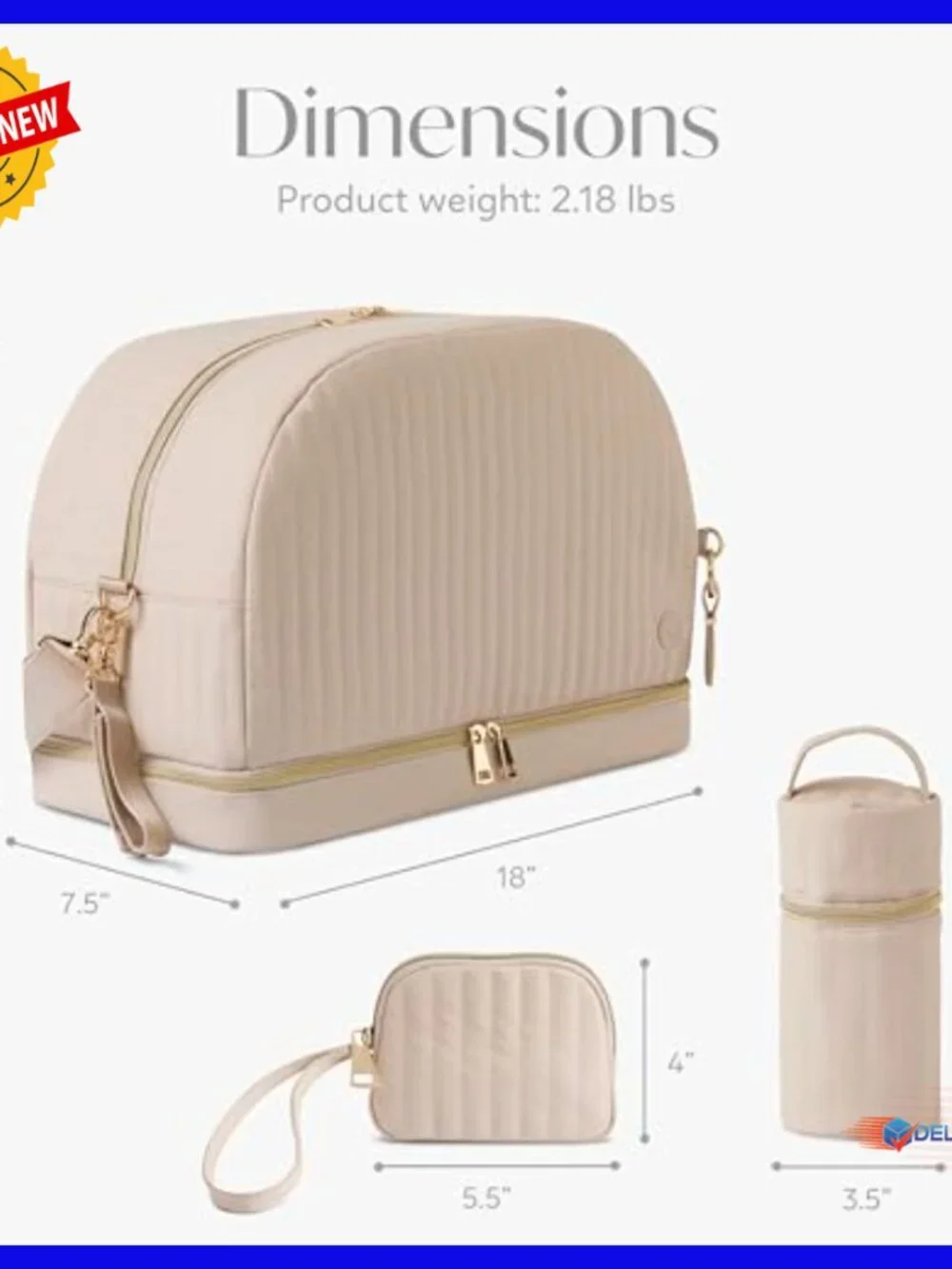 Large Weekender Diaper Bag Set with Thermal Lining and 5 Pockets